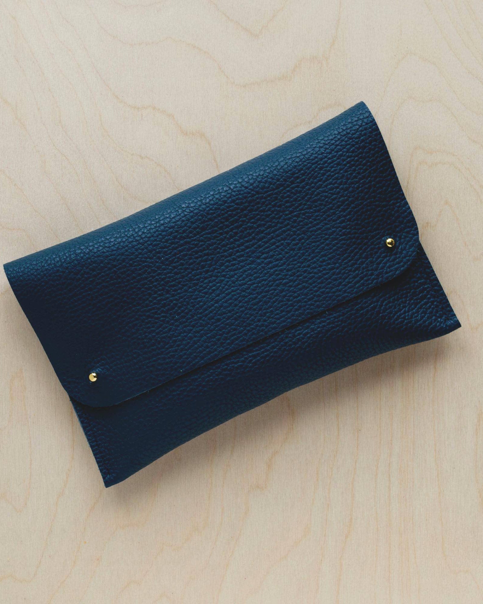 Atlantic Teal leather clutch bag