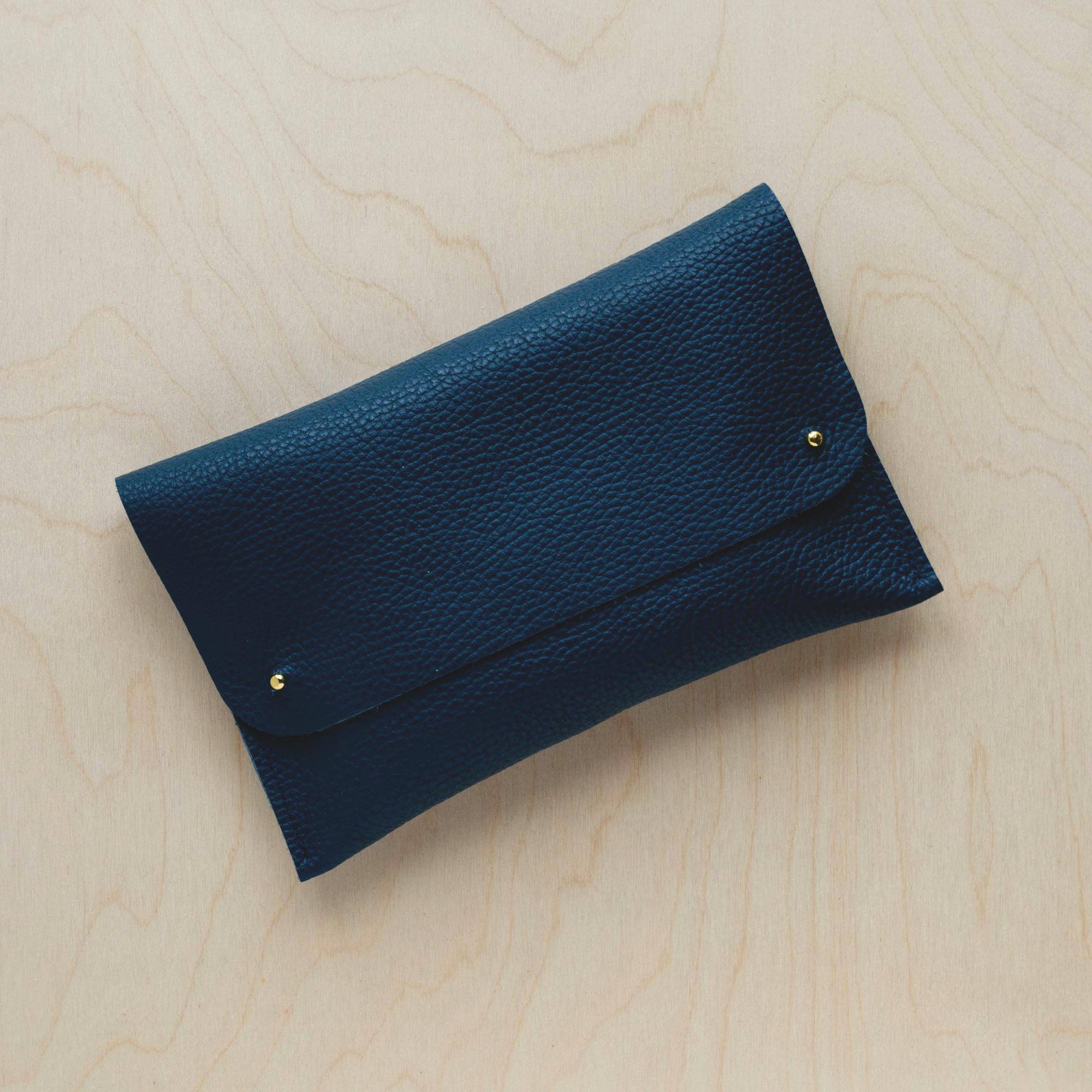 Atlantic Teal leather clutch bag