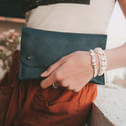 Atlantic teal leather clutch bag