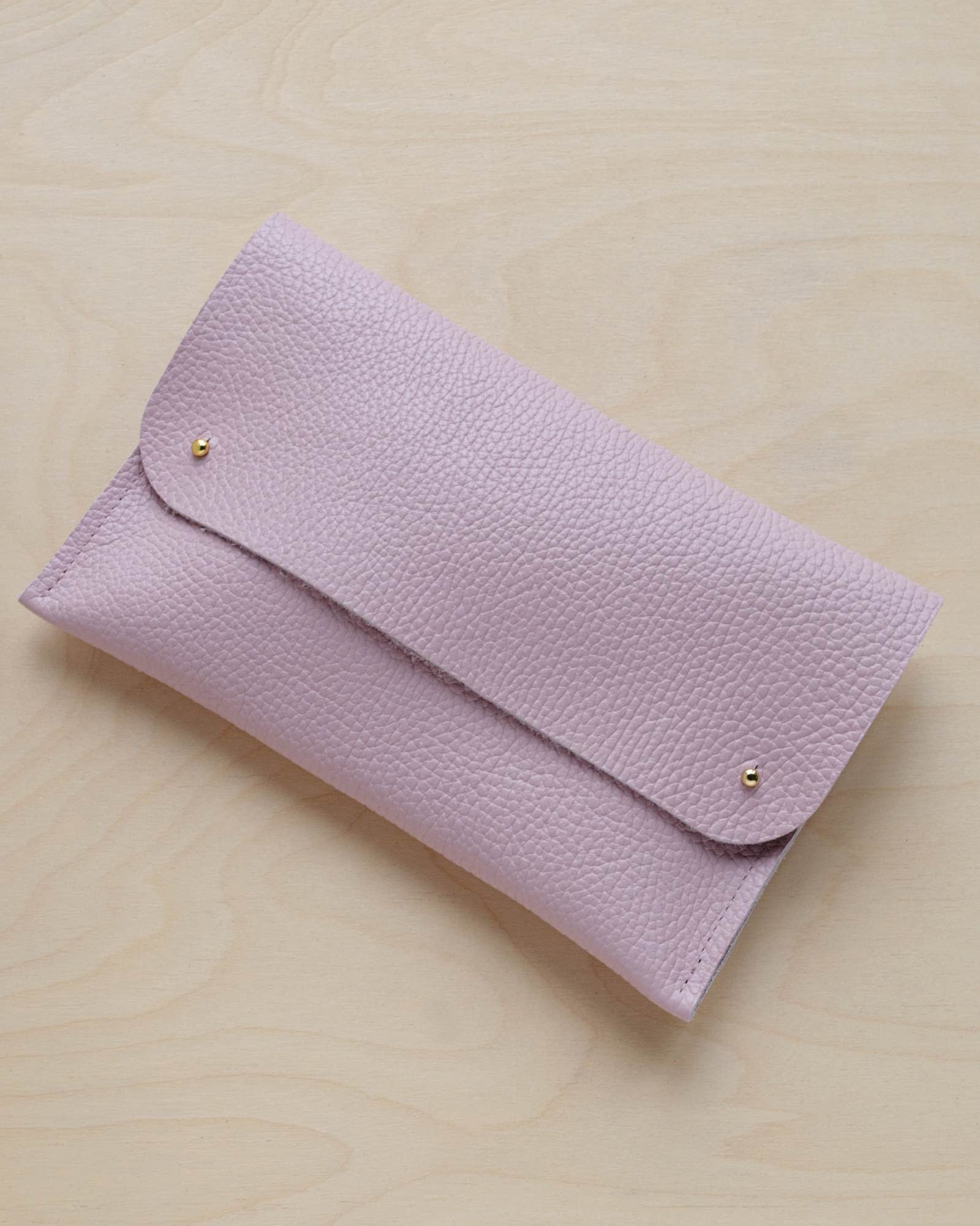 Baby Pink leather clutch bag