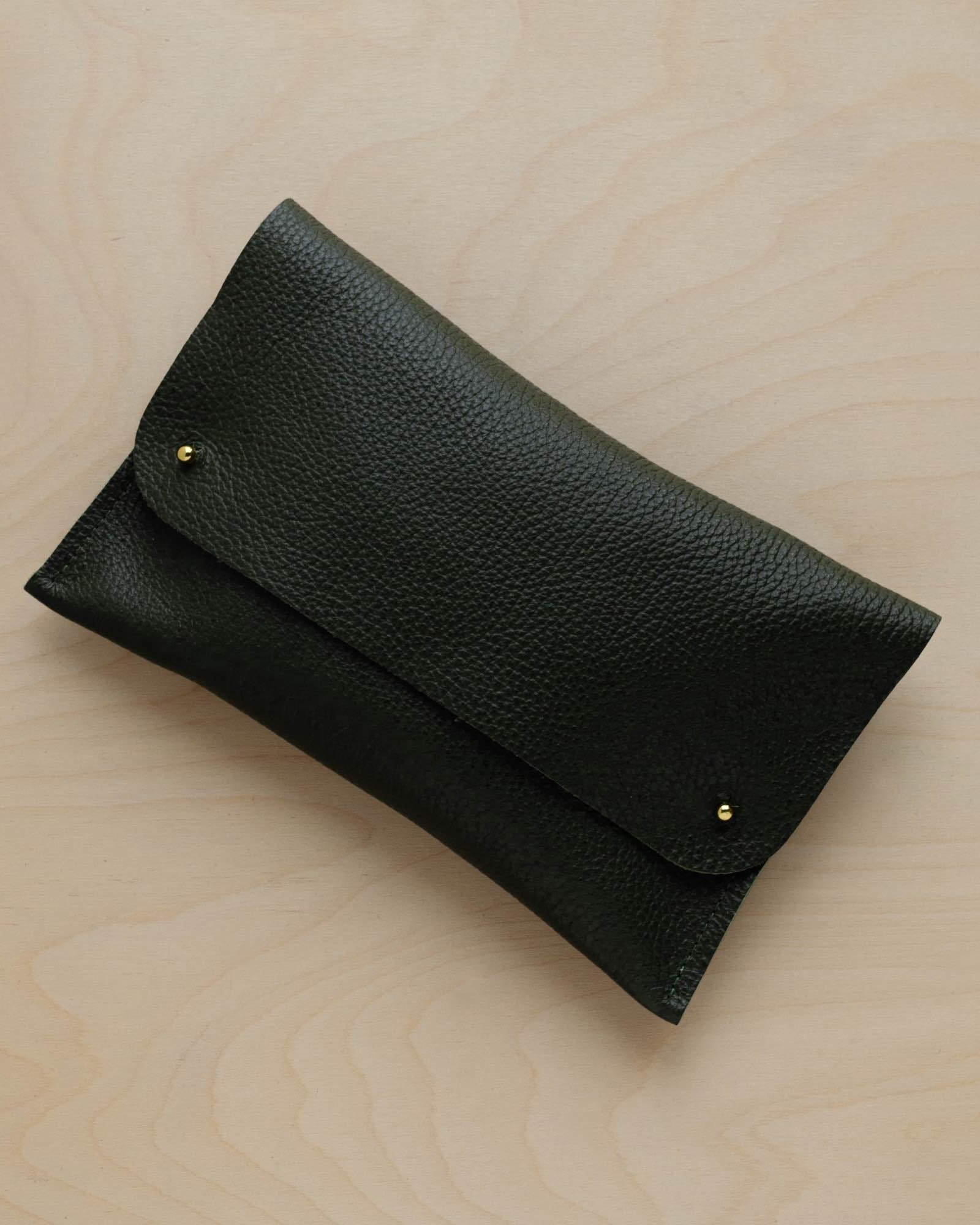Pine Green leather clutch bag