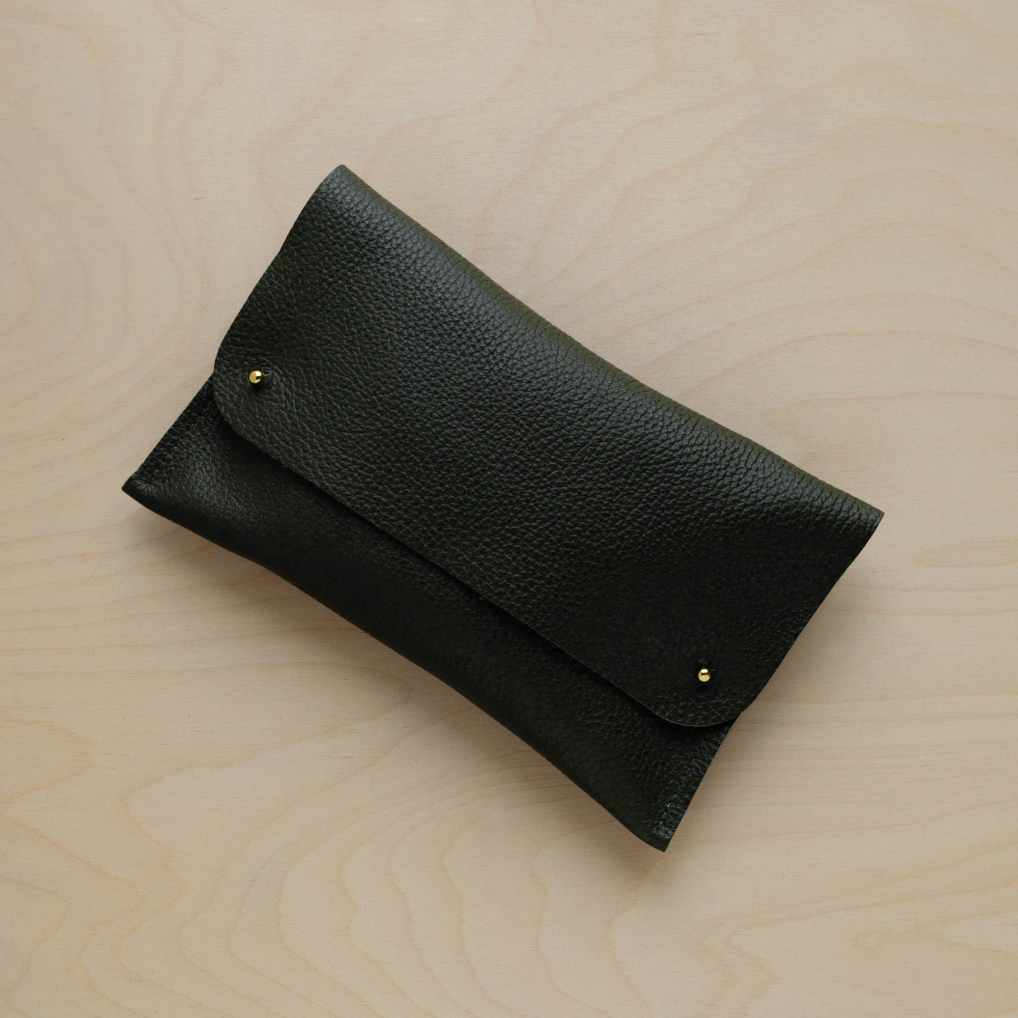 Pine Green leather clutch bag