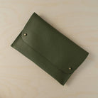 Olive Green leather clutch bag