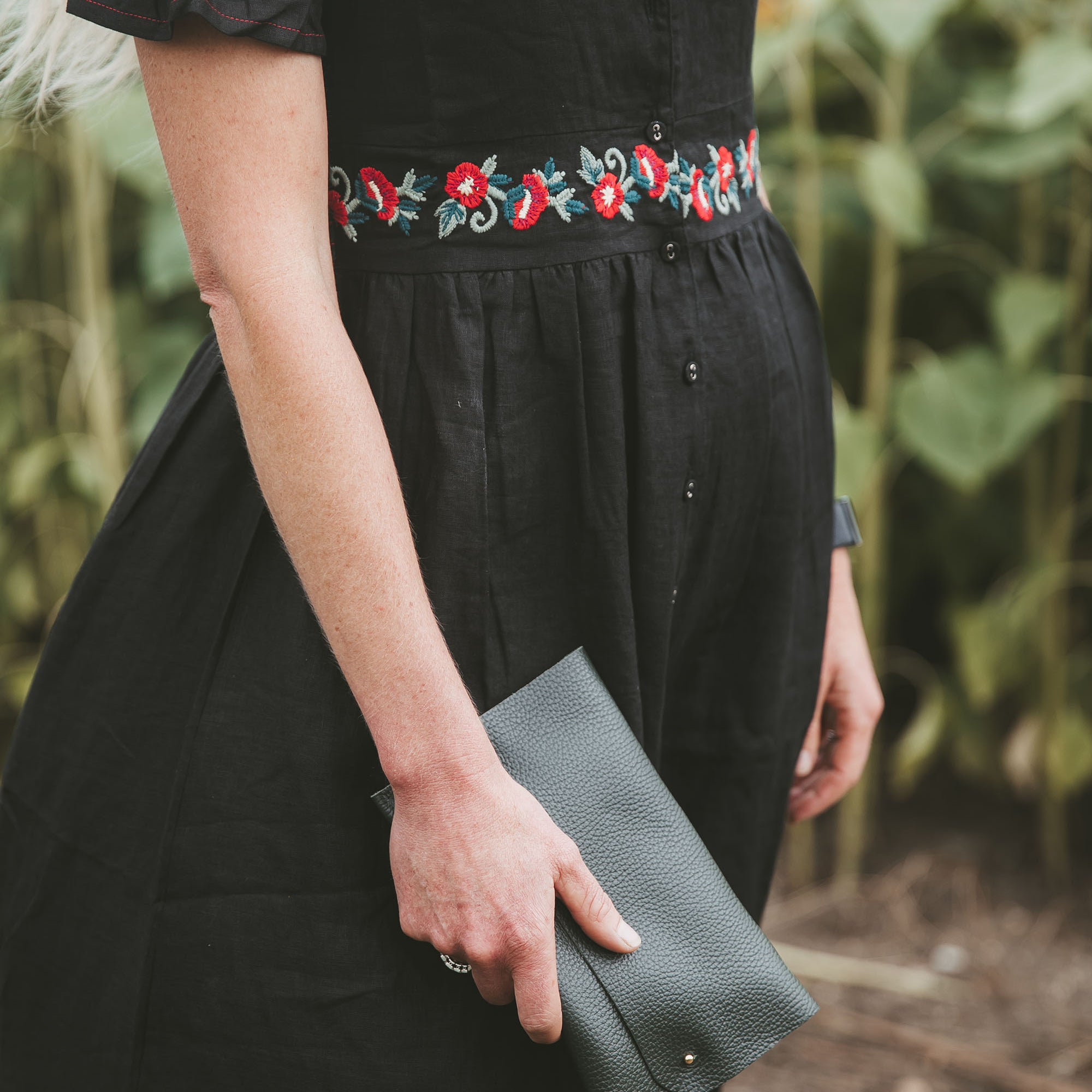 Dark Pine Green Clutch Bag