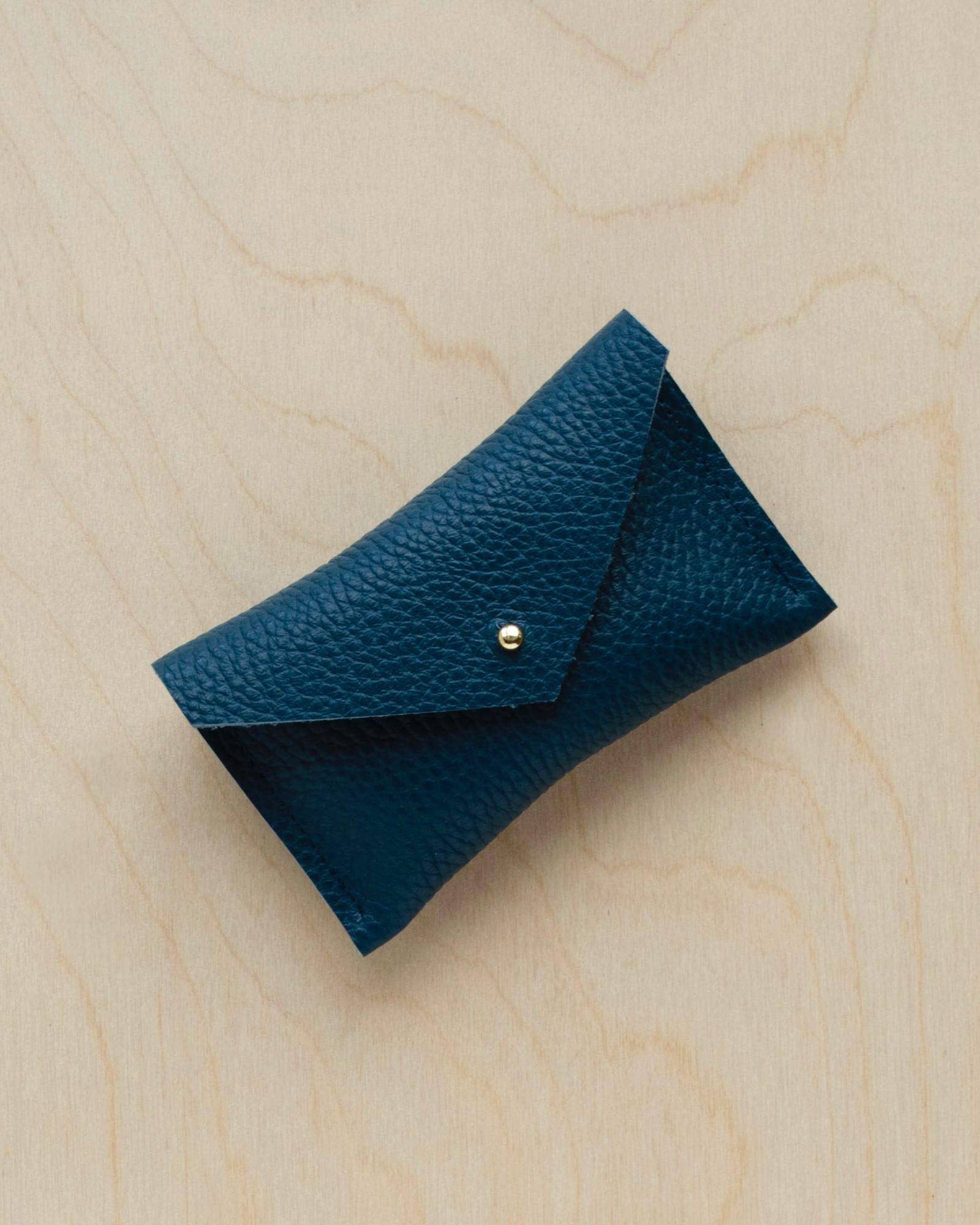 Atlantic Teal leather card holder.