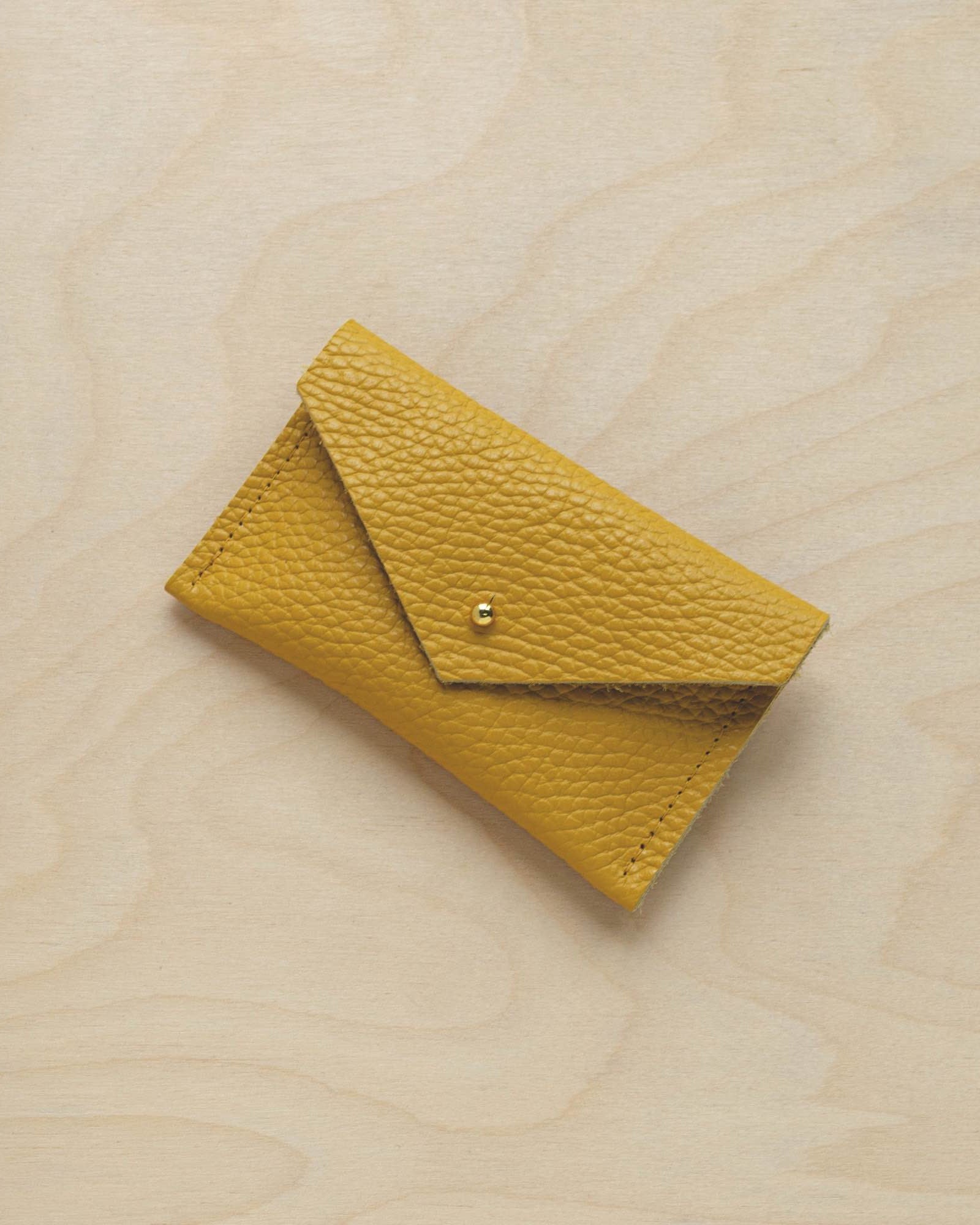 Mustard Yellow Leather card holder.