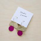 Sunrise hoop earrings in magenta leather