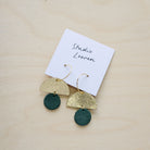 Sunrise hoop earrings in forest green leather