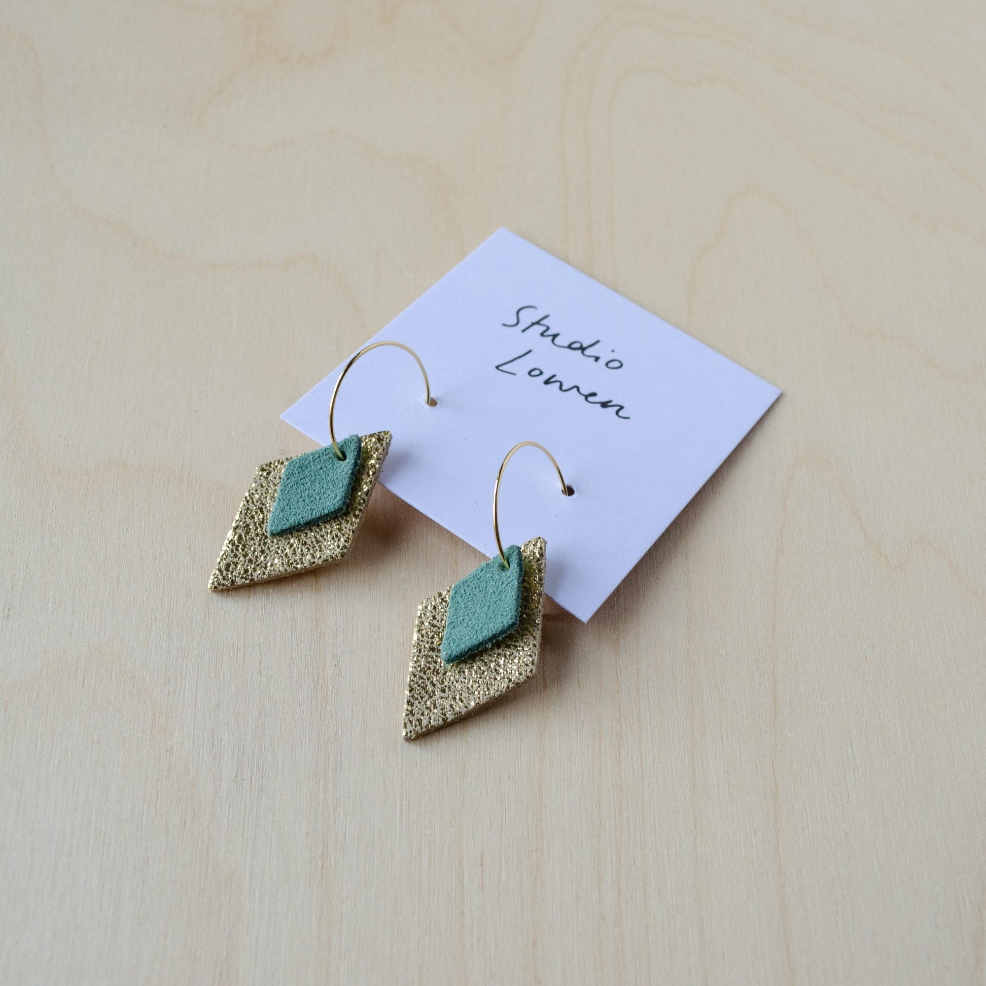 Bea Hoop Earrings in Mint Green
