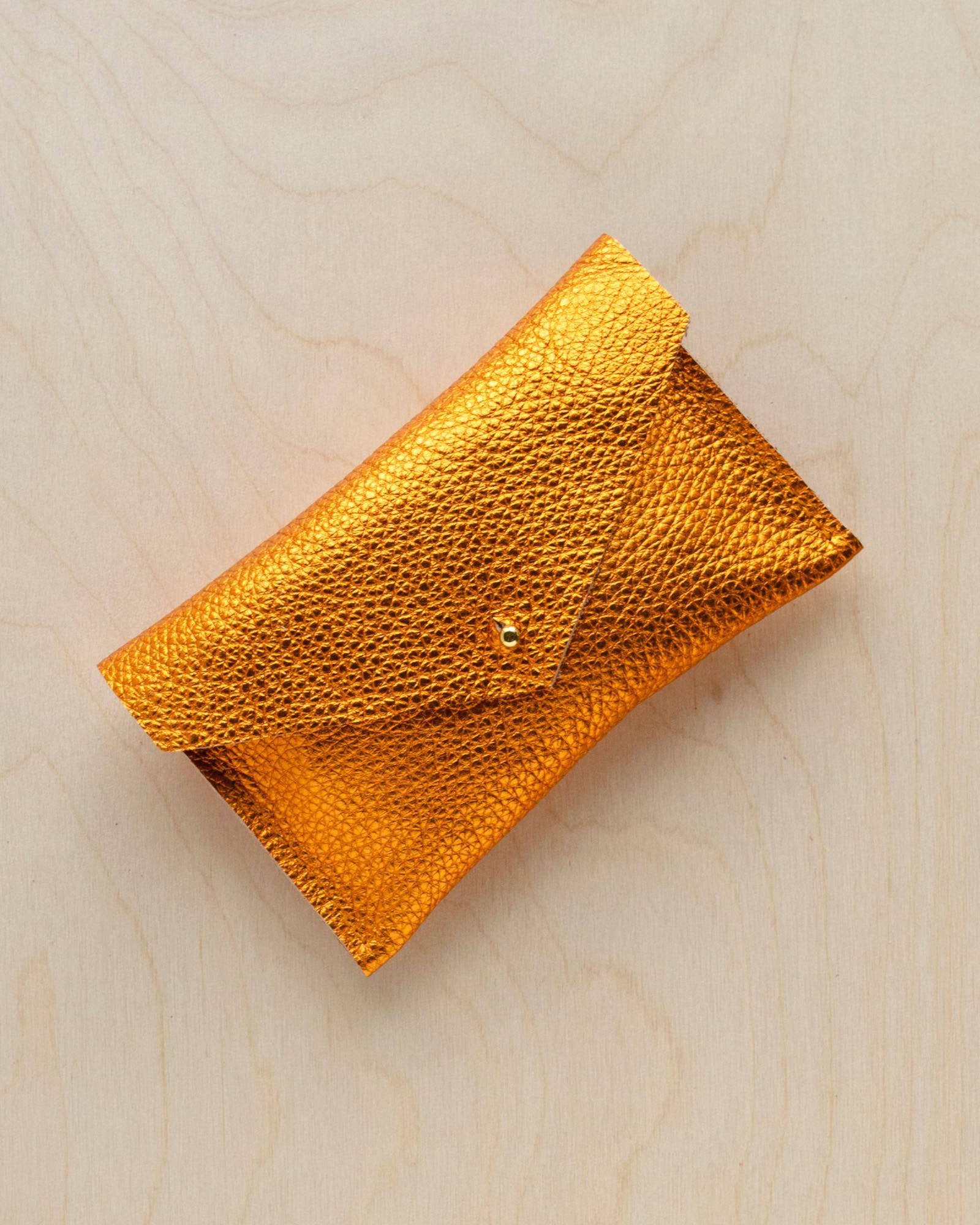 Metallic copper leather everyday purse.