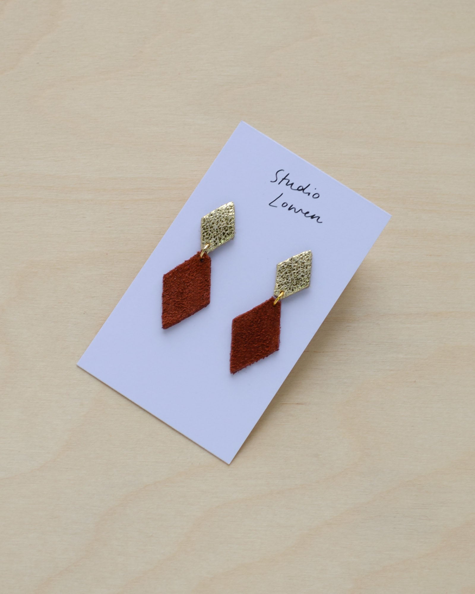 Alba Earrings in Crimson Red and Shimmer Gold
