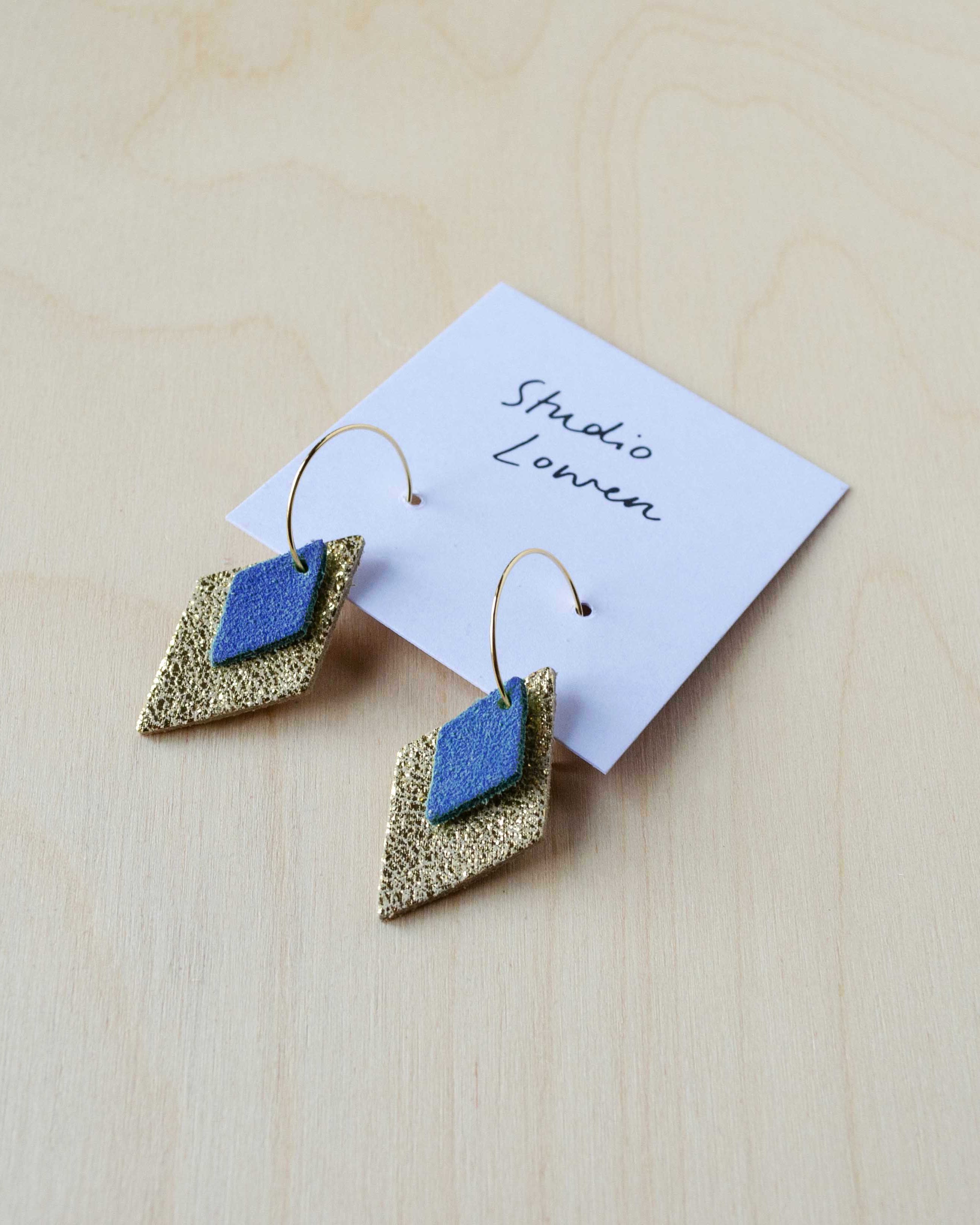 Bea Hoop Earrings in Cobalt Blue