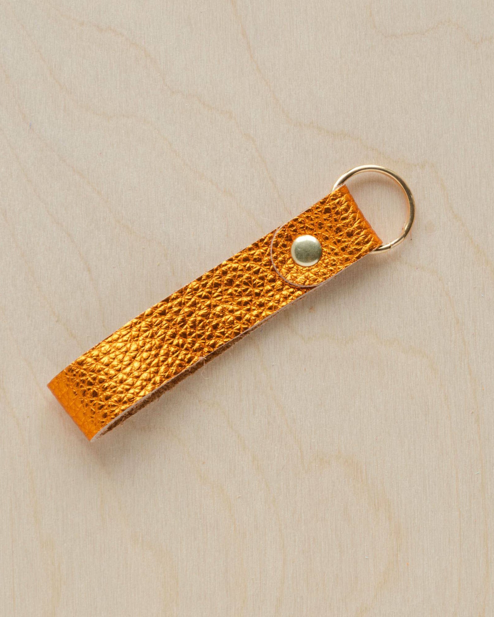 Metallic Copper leather keyring.