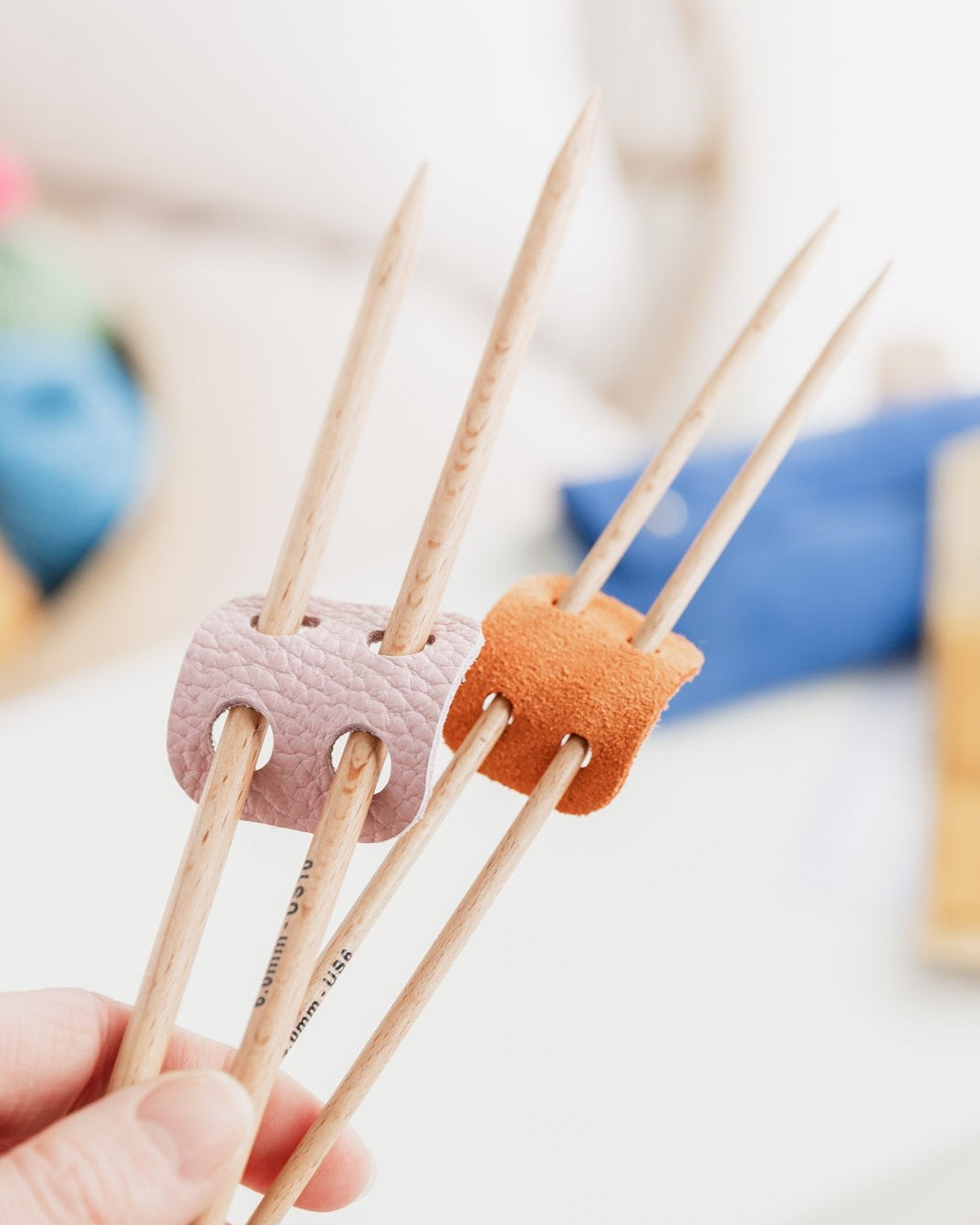 Pink and Orange knitting needle holders