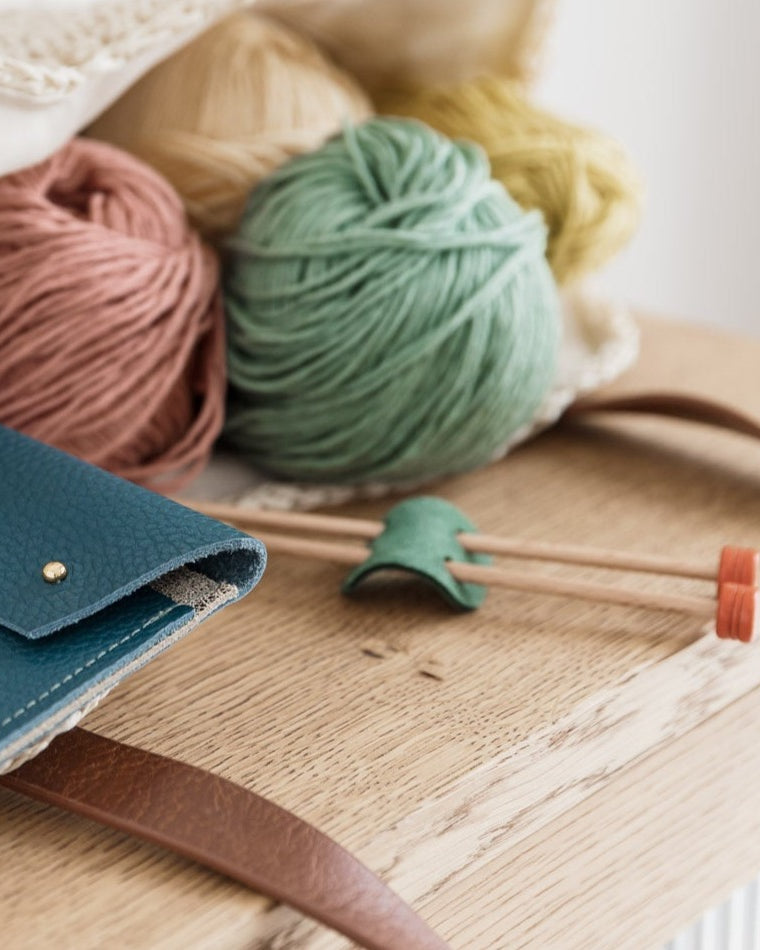 Moss Green knitting needle holder