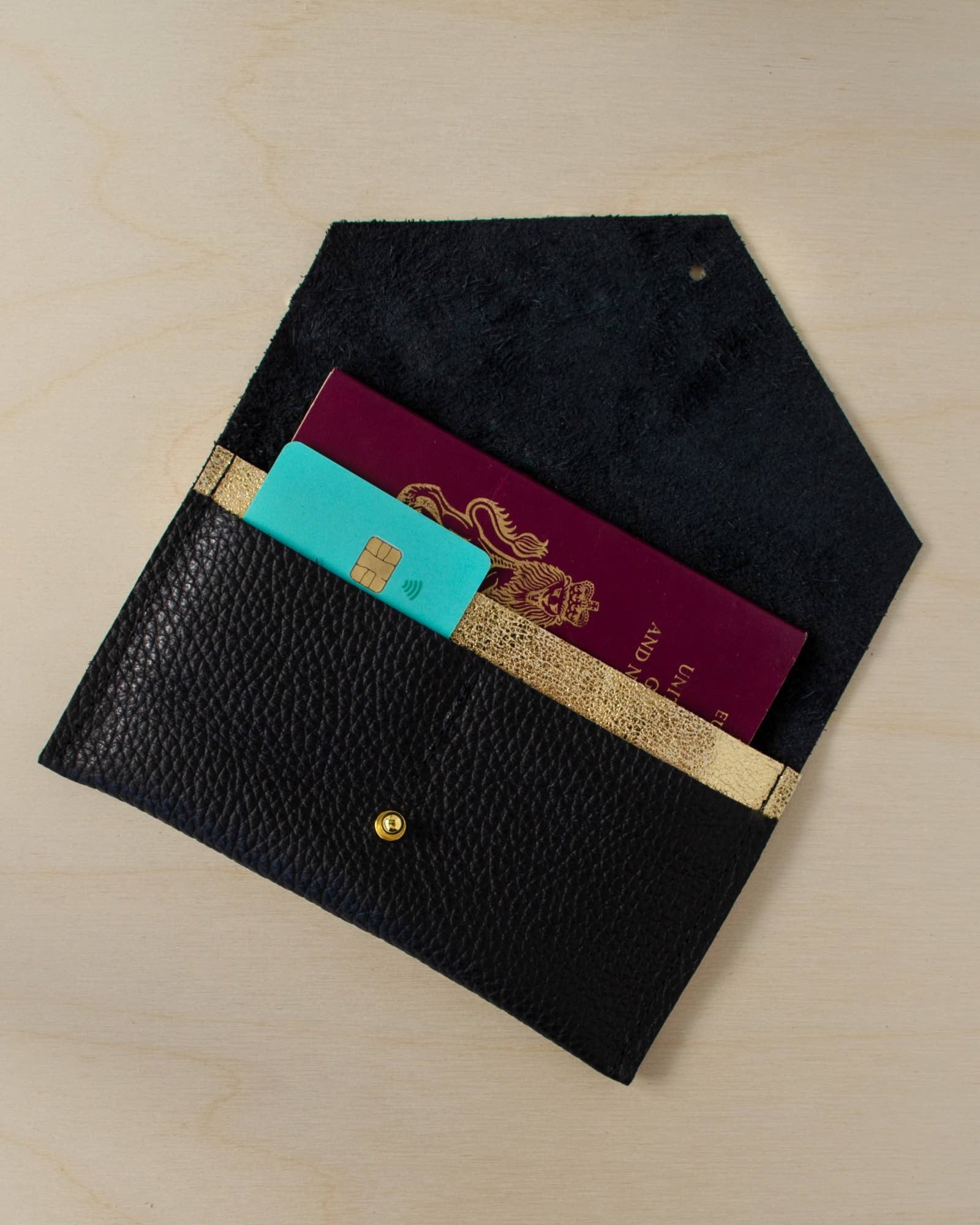 Black Leather Passport pouch