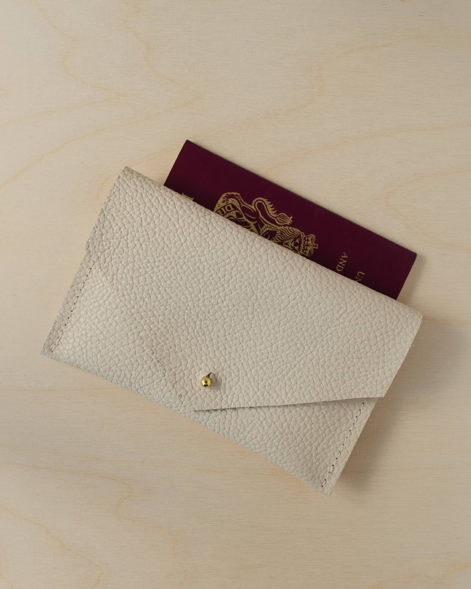Cream leather passport pouch