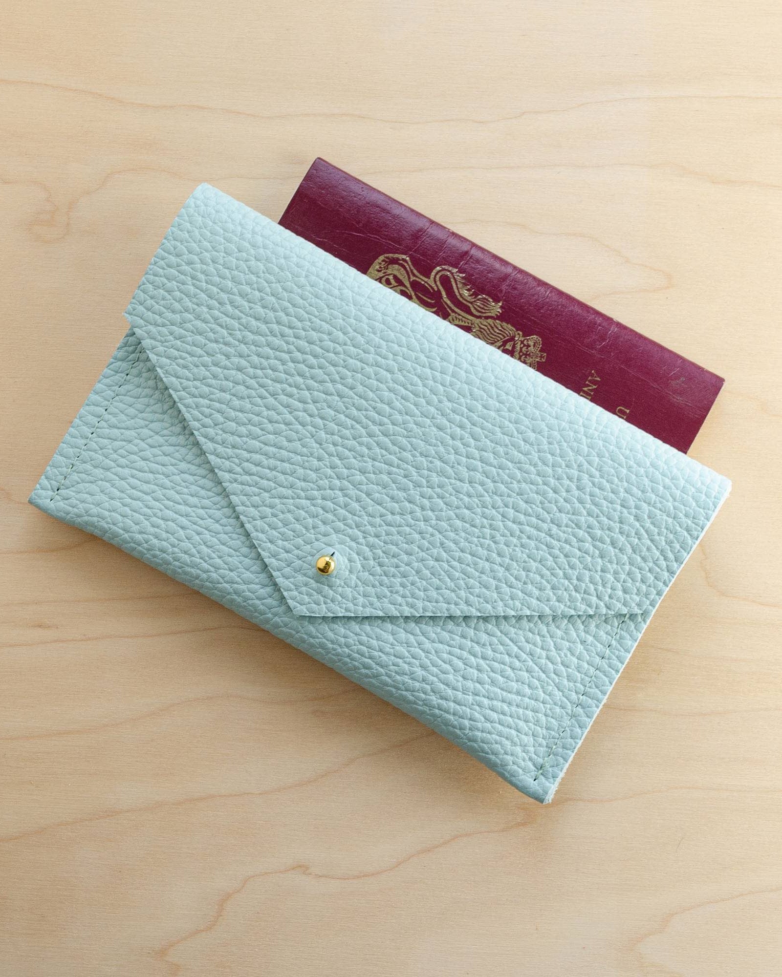 Seaglass leather passport pouch