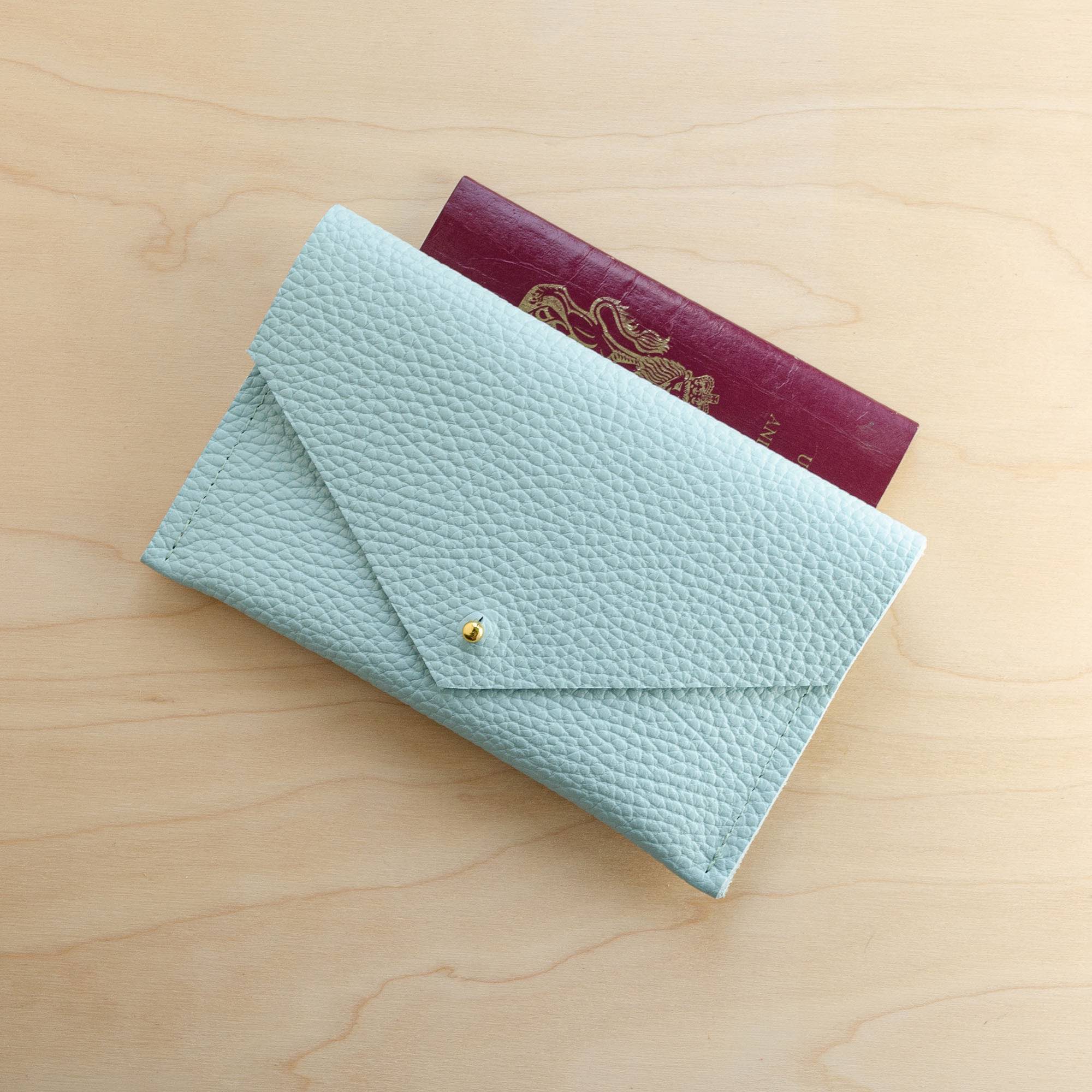 Seaglass leather passport pouch