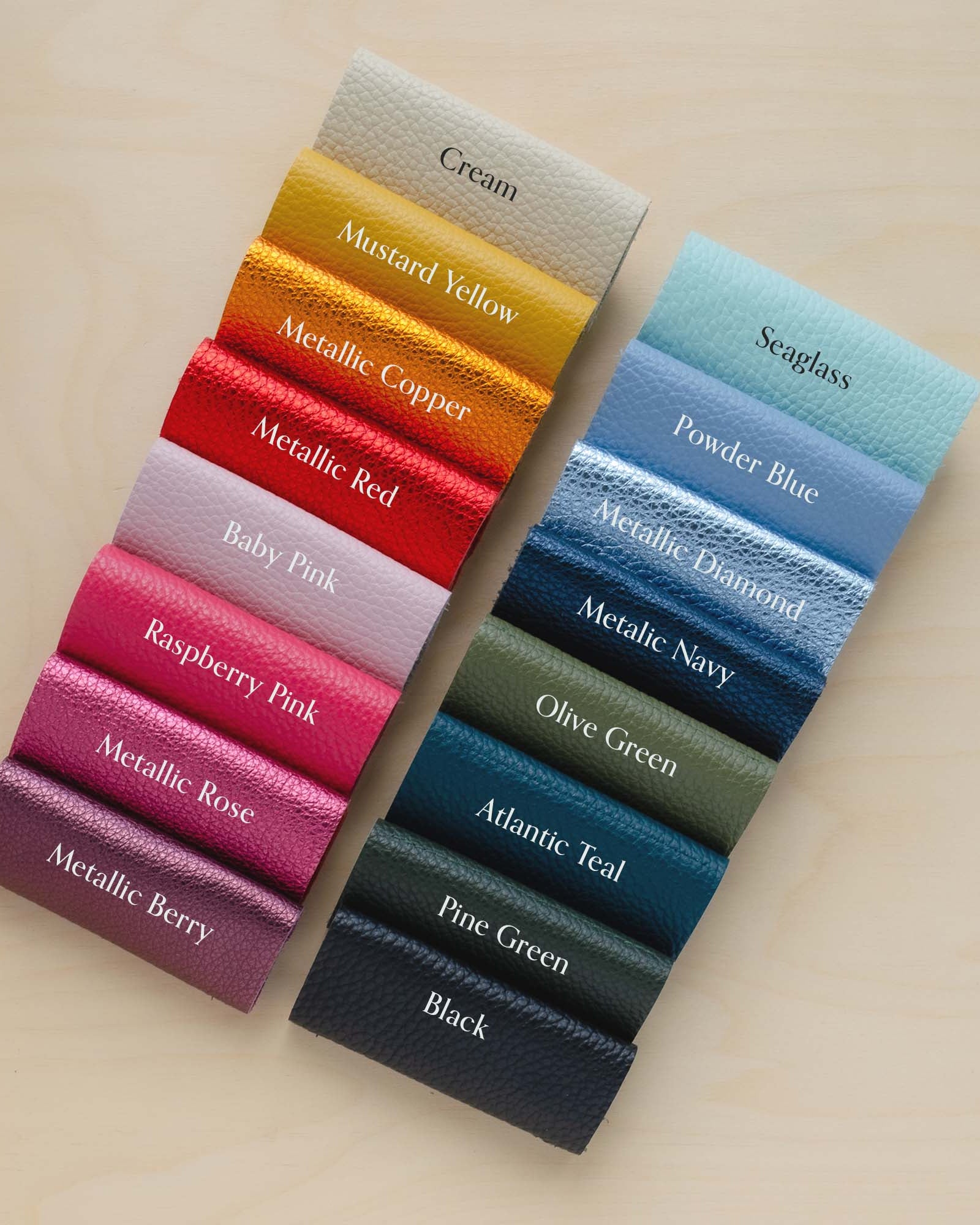 Pebble leather colour palette.
