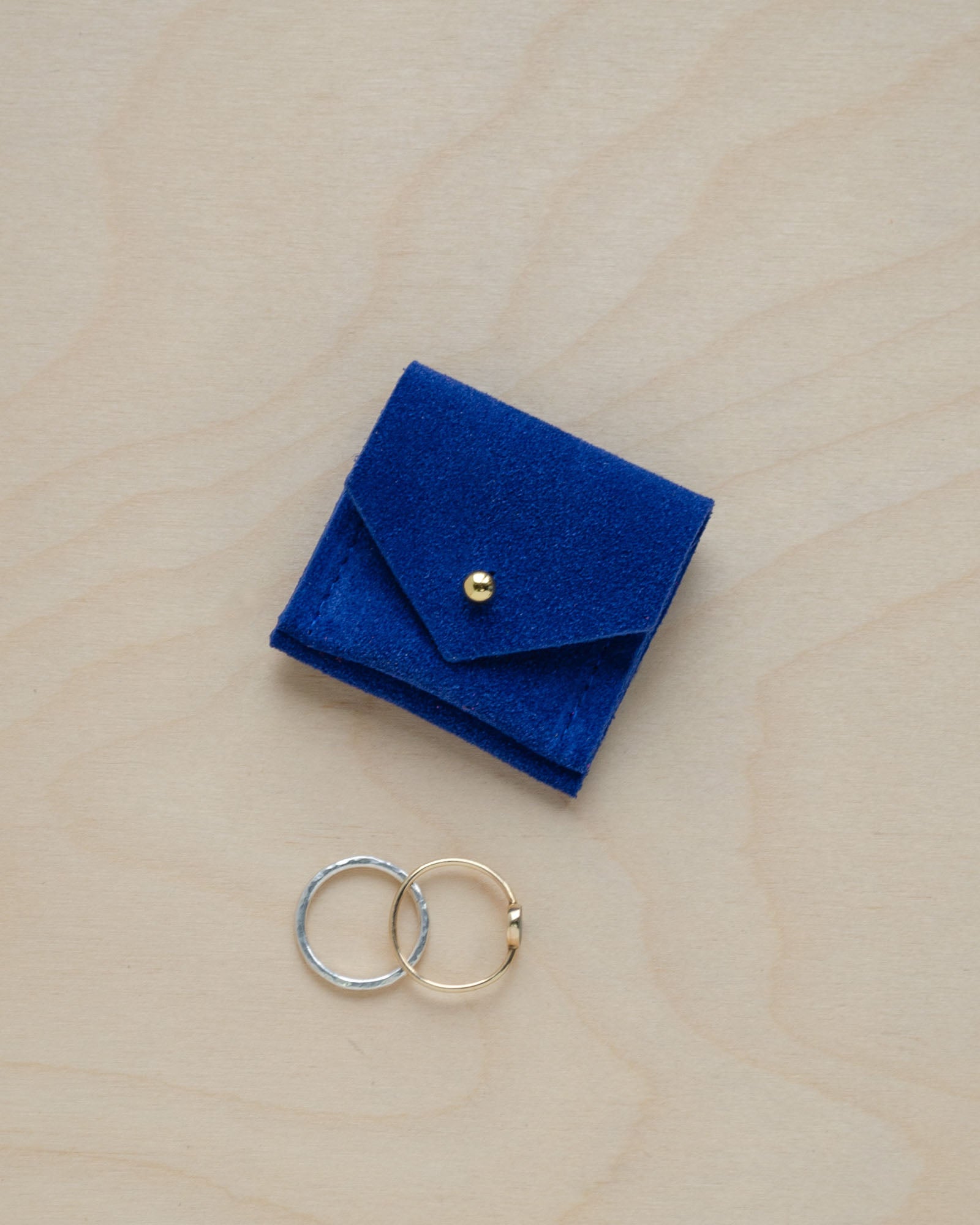 Ultramarine Blue Wedding Ring Pouch in suede.