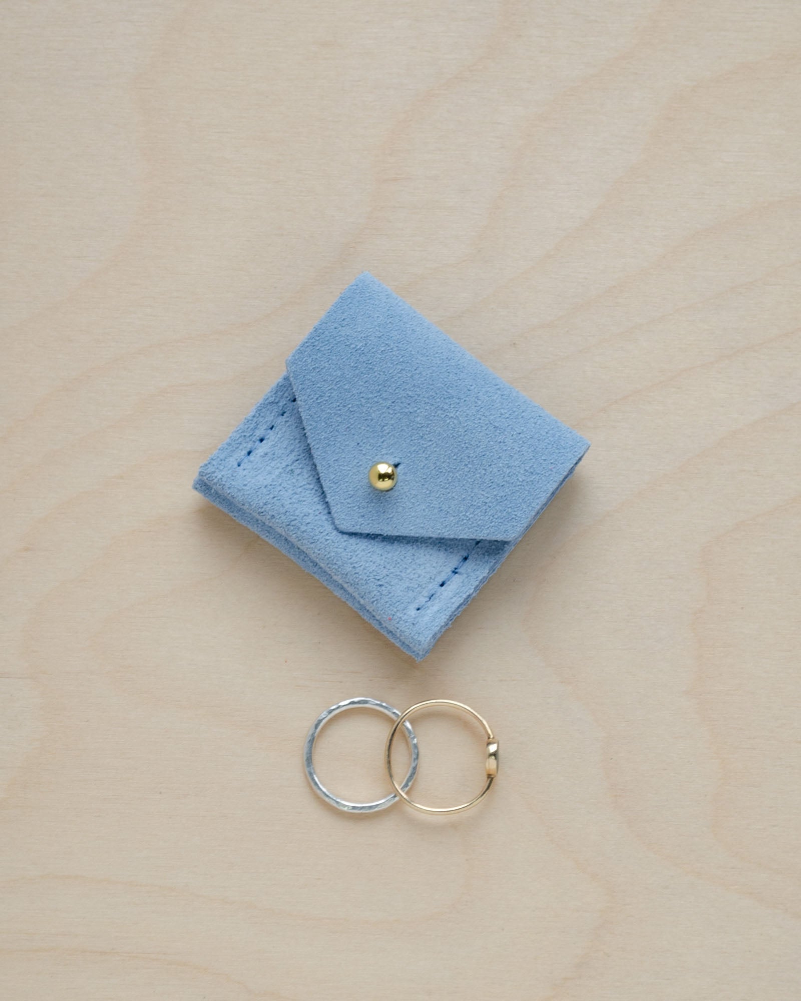 Pale Blue wedding rich pouch in suede.