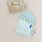 Gold and seaglass turquoise sewing needle case
