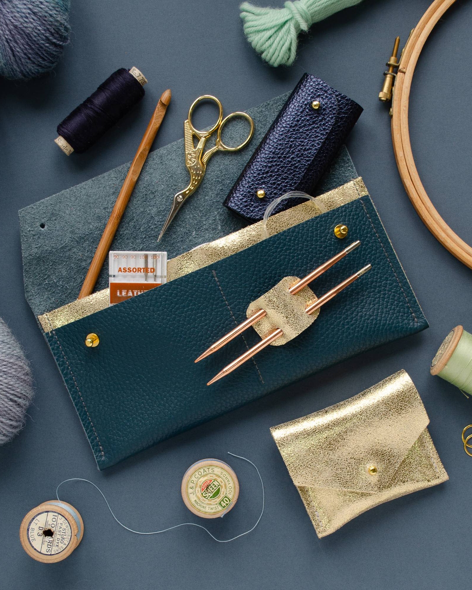 Knitting needle holder and knitting accessories