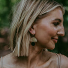 sunrise hoop earrings in navy leather