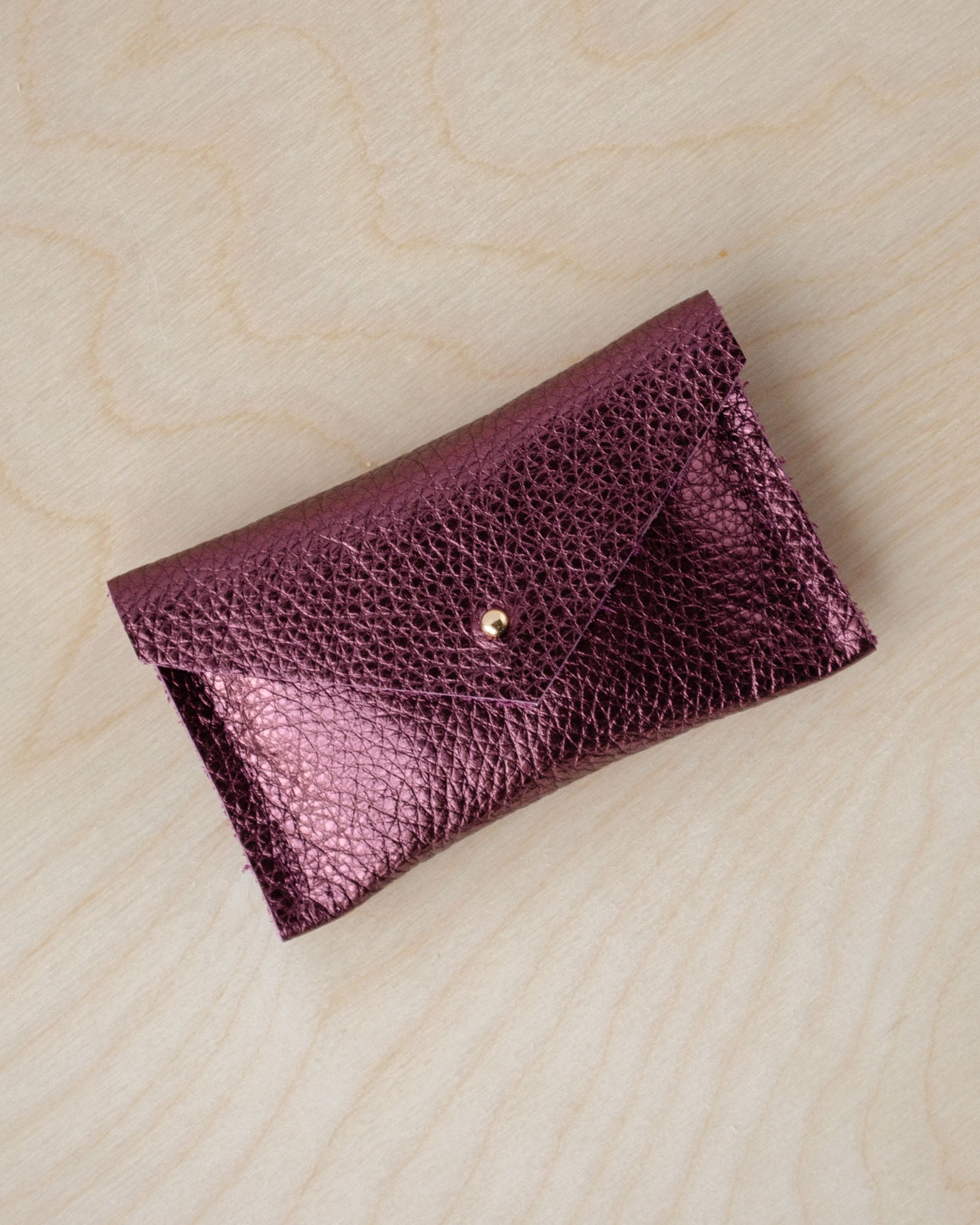 Metallic Berry Purse Leather Card Purse with envelope design