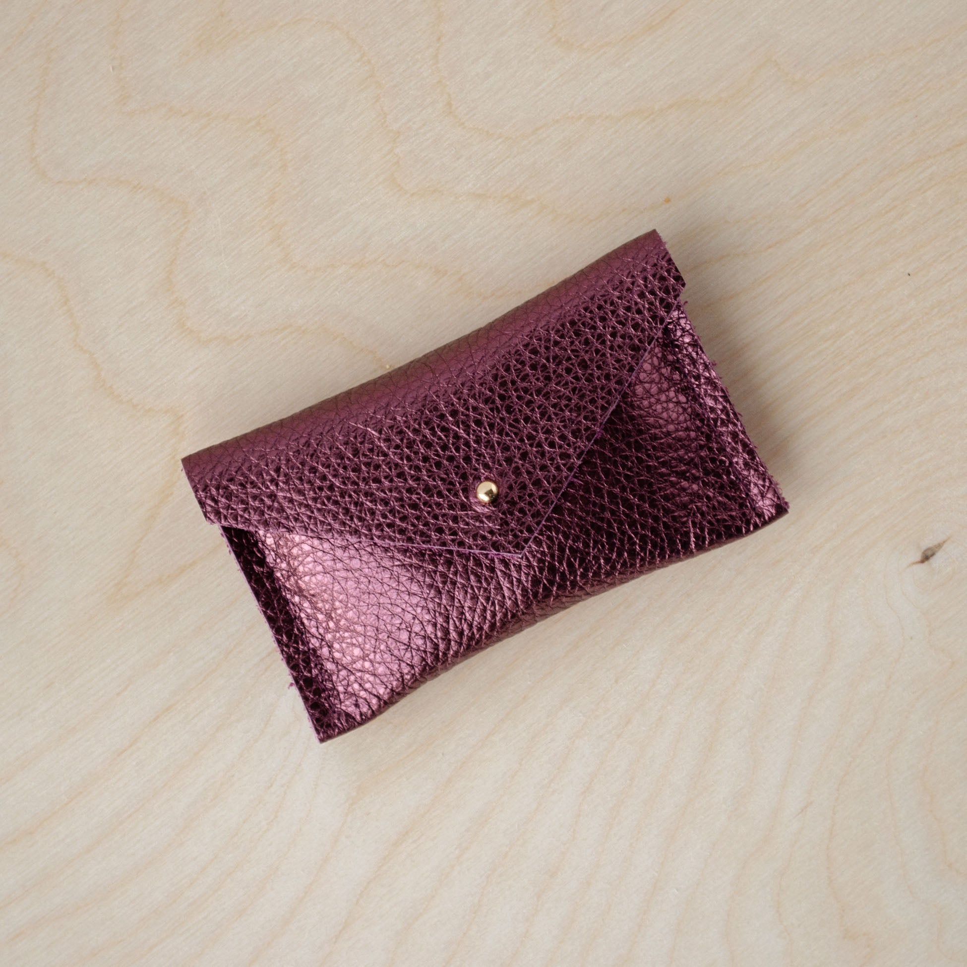 Metallic Berry Purse Leather Card Purse with envelope design