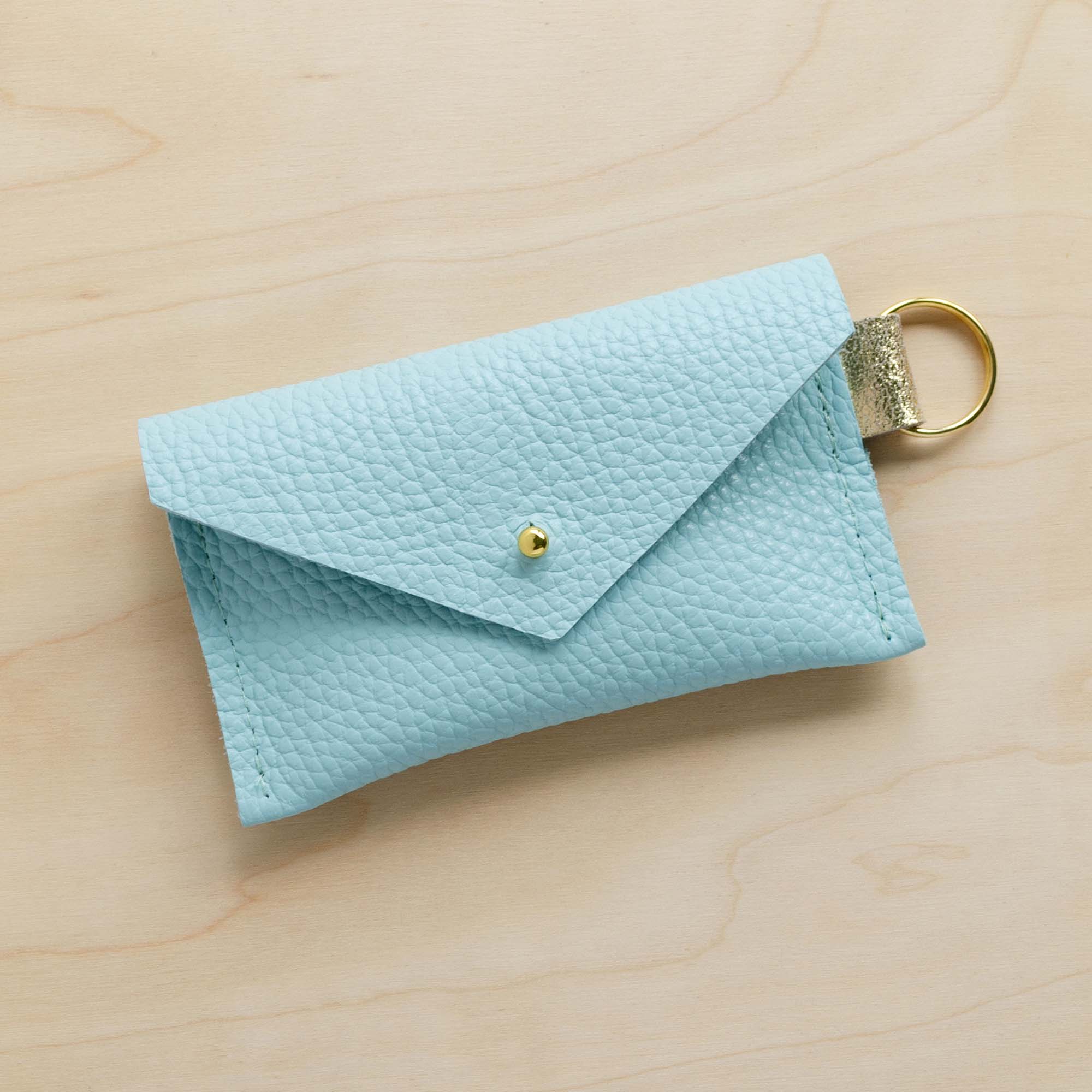 Seaglass leather keyring card holder.