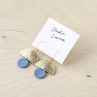 Sunrise hoops in shimmer gold and powder blue leather