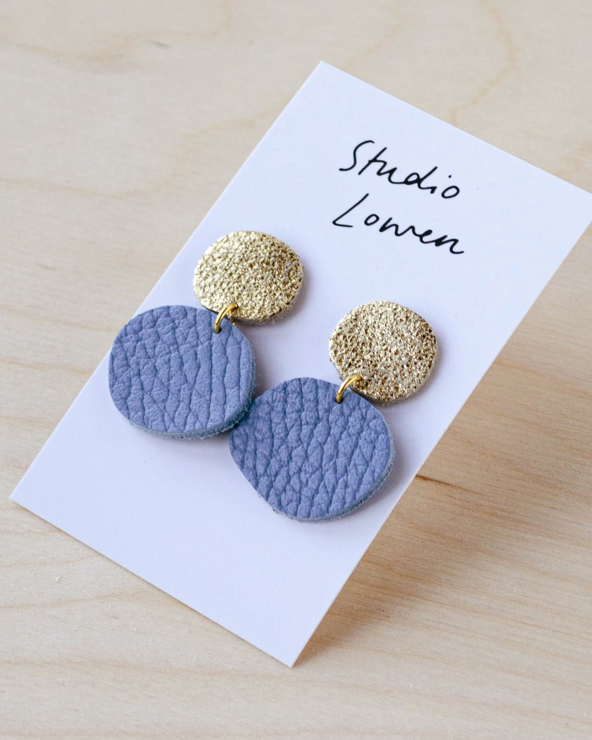 Bili Pop Earrings in Powder Blue leather