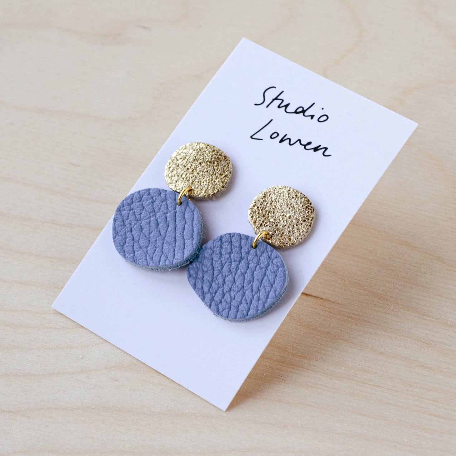 Bili Pop Earrings in Powder Blue leather