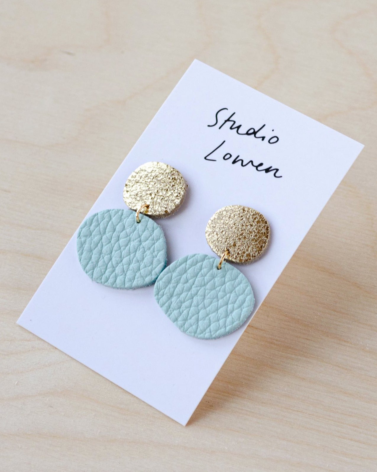 Bili Pop Earrings in Seaglass Leather