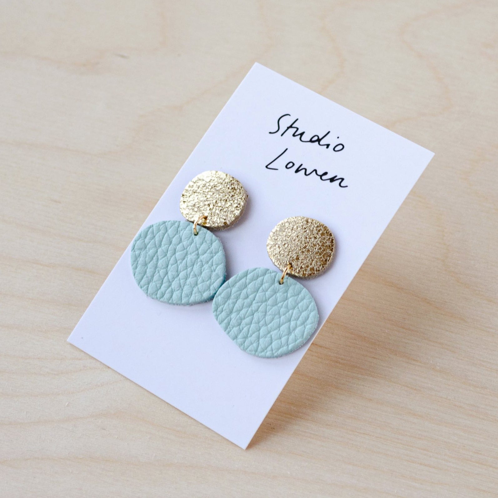 Bili Pop Earrings in Seaglass Leather