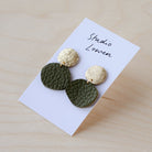 Bili Pop earrings in Olive Green leather