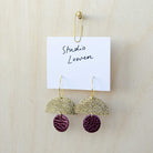 Sunrise hoop earrings in metallic berry leather