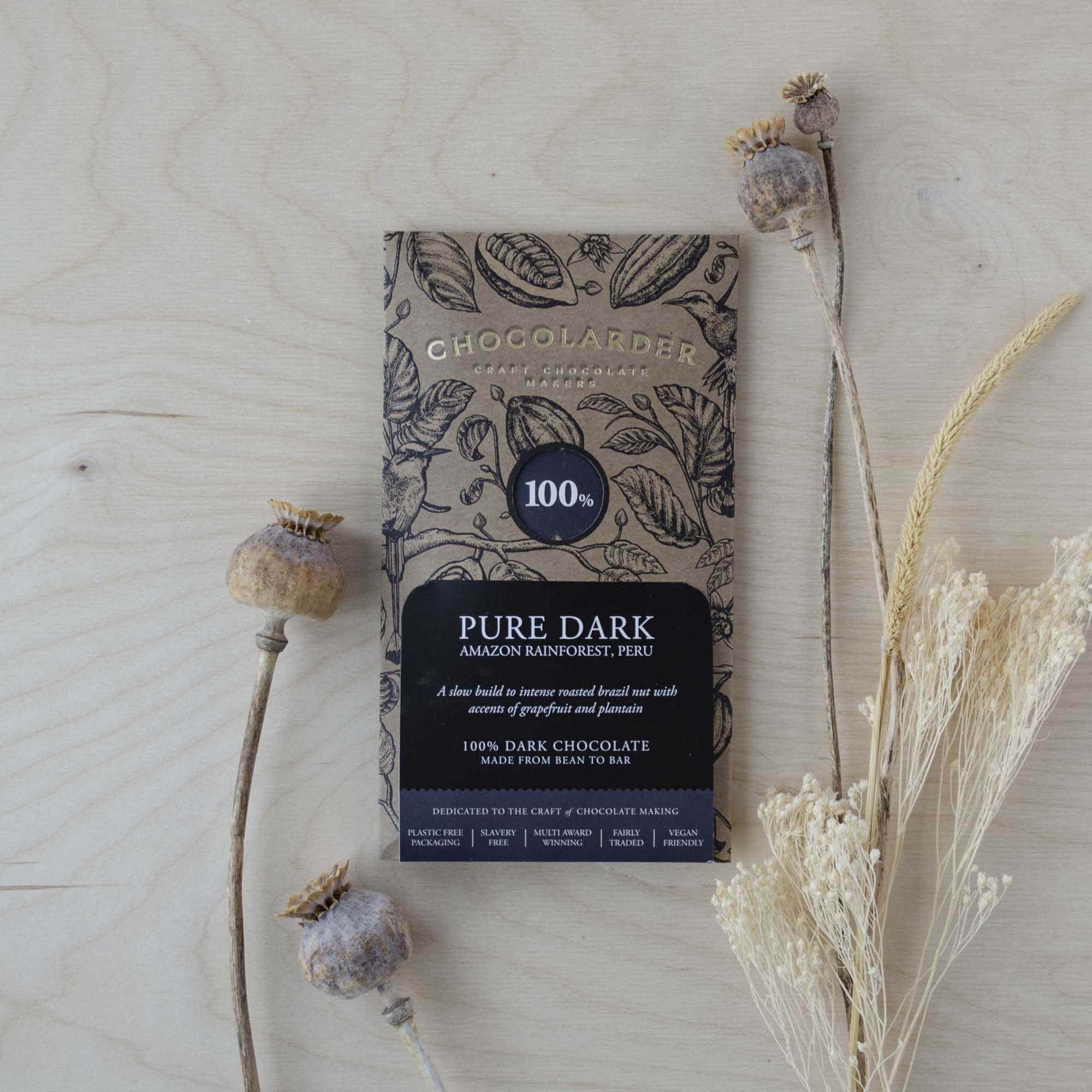 Chocolarder 100% Dark Chocolate, Vegan and Sugar Free