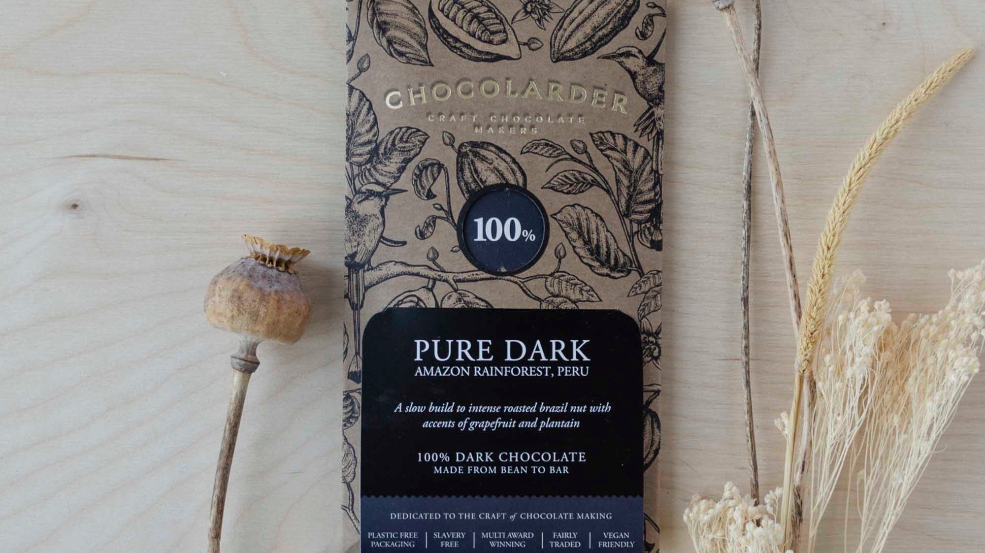 Chocolarder 100% Dark Chocolate, Vegan and Sugar Free