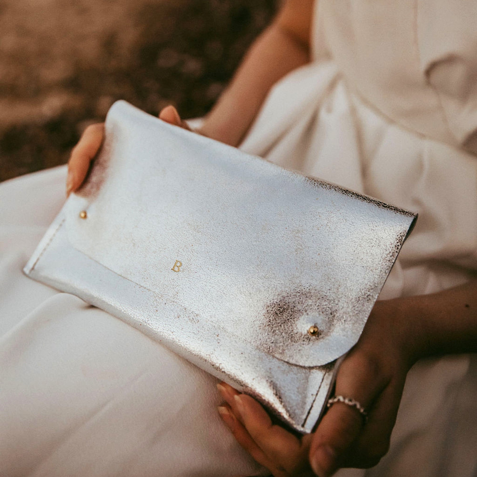 Gold and Silver Metallic Clutch Bag Studio Lowen