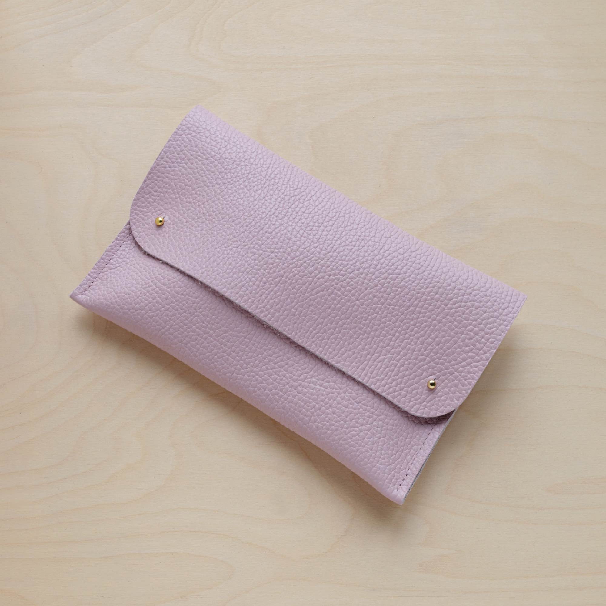 Baby Pink leather clutch bag 