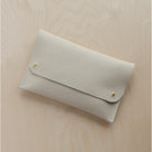 Cream leather clutch bag