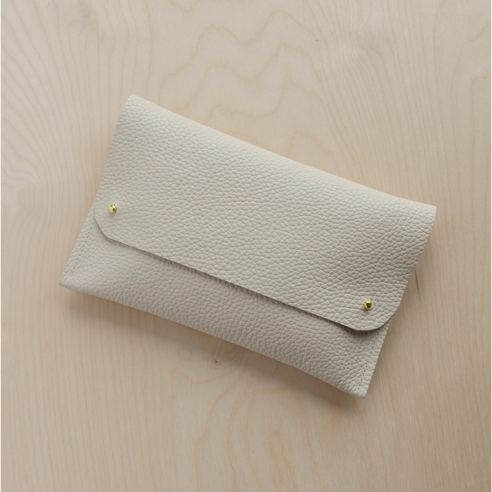 Cream leather clutch bag