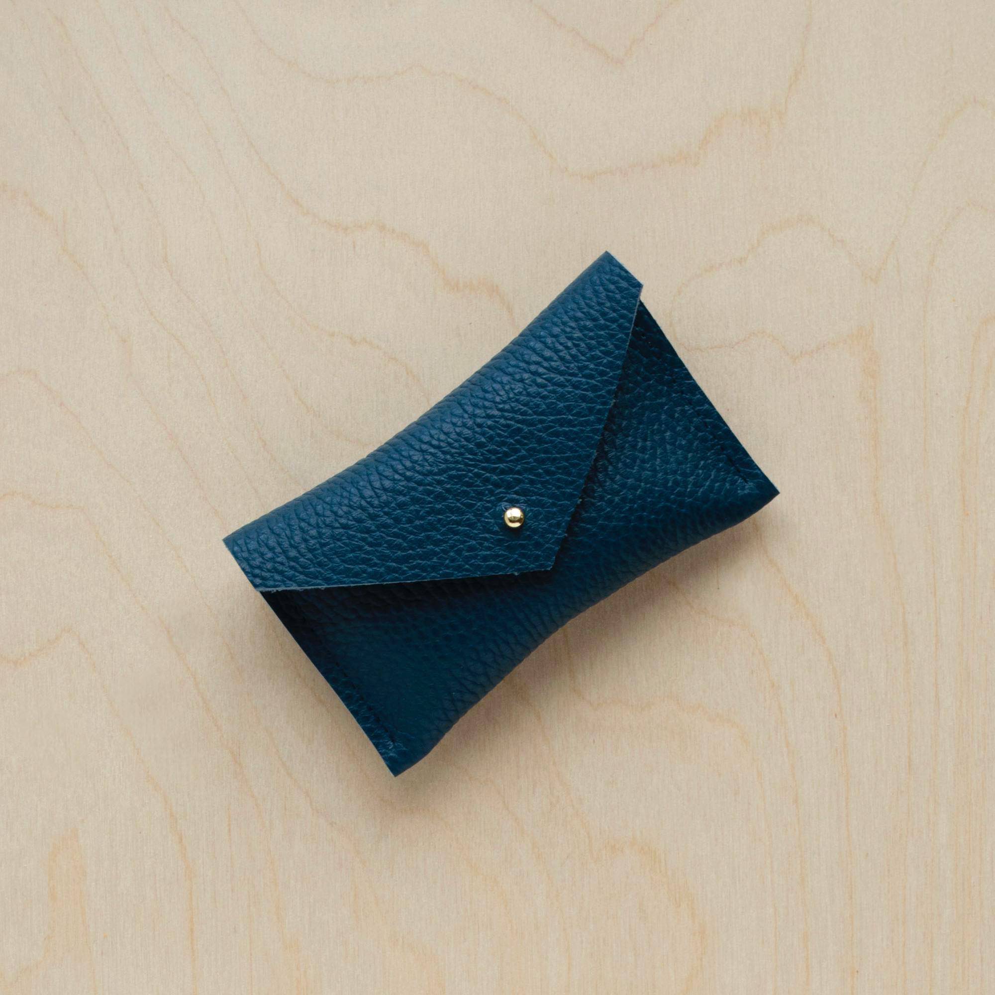 Atlantic Teal leather card holder.