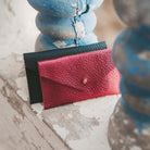 Metallic Rose leather card holder.