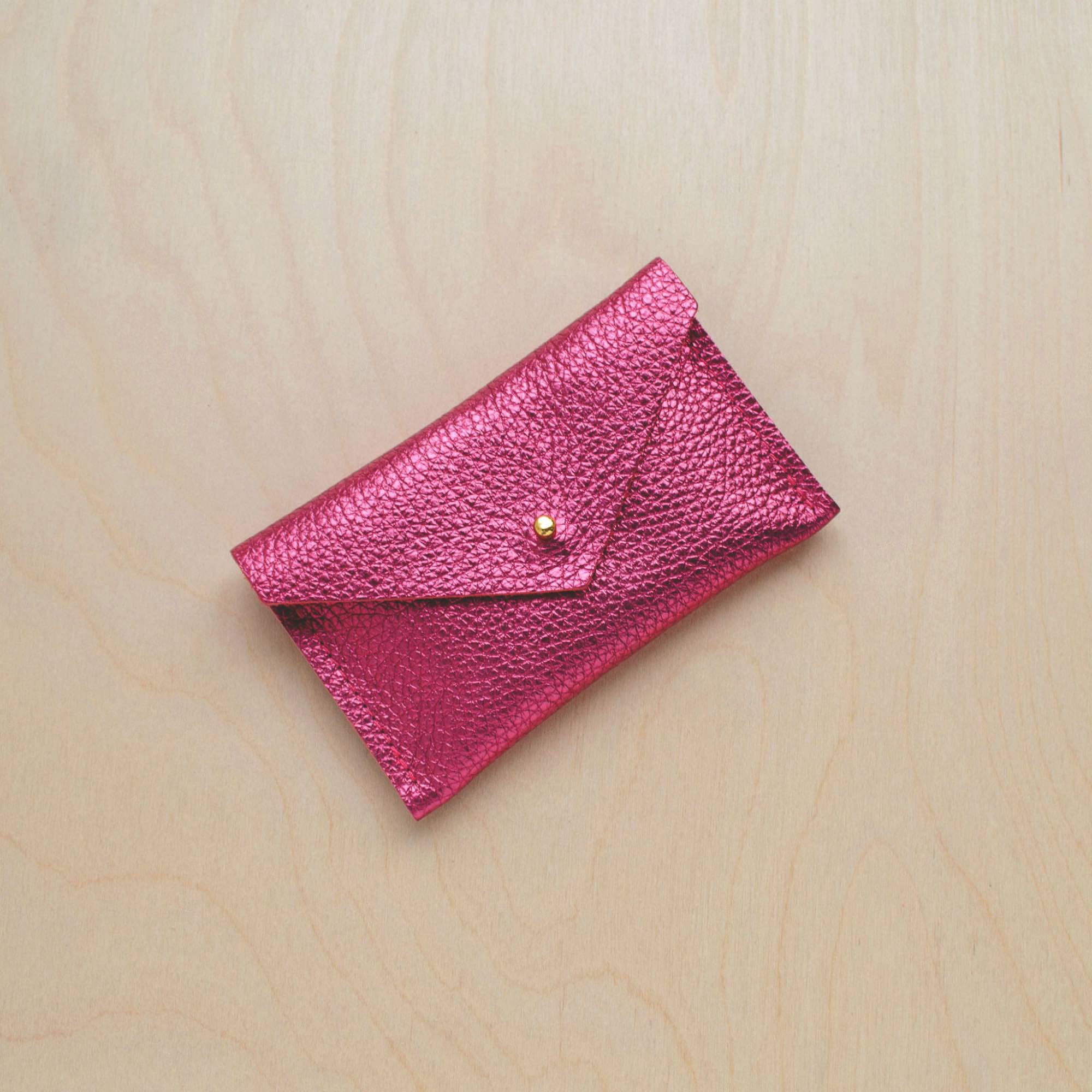 Metallic Rose Leather card holder.