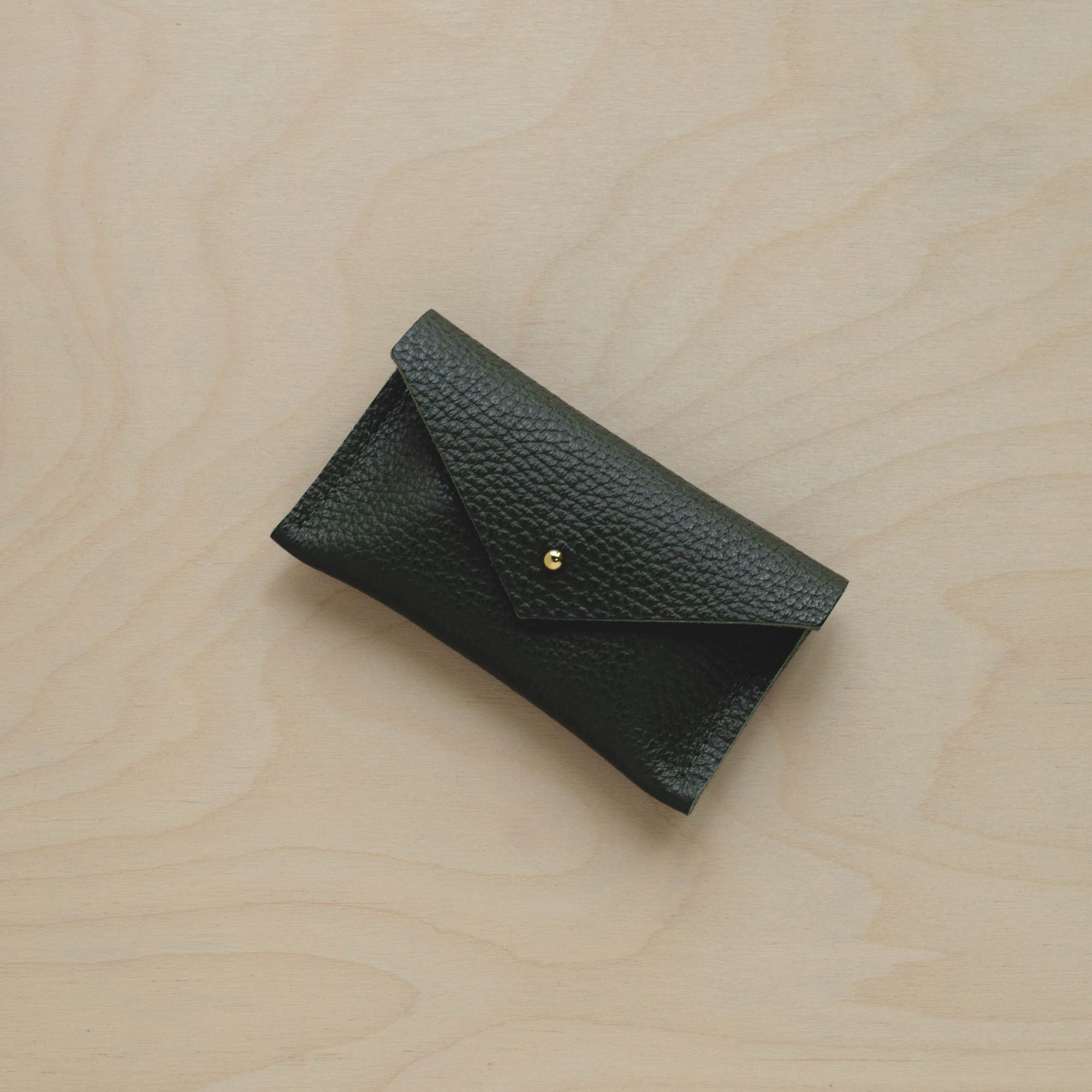 Pine Green leather card holder.