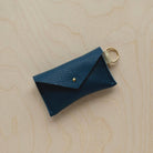 Atlantic Teal leather keyring card holder.